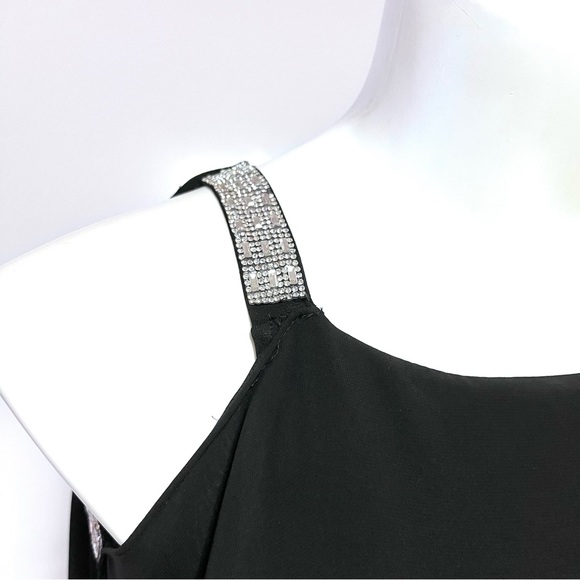 NEW Glamour Nights Chiffon Cocktail Dress Size 16 Crystal Embellished Sleeves - Picture 11 of 11